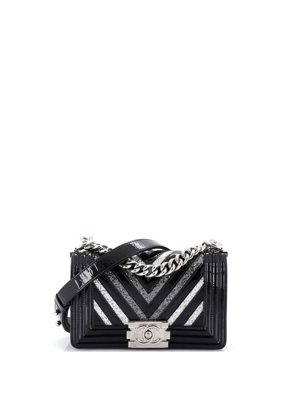 Chanel Boy Flap Bag Chevron Patent With #254478C36B